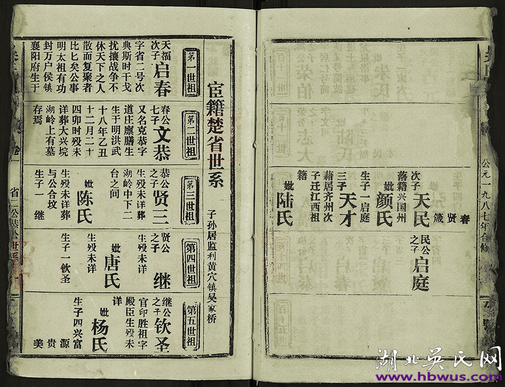 1987年江漢聯(lián)宗文恭公支《吳氏族譜》